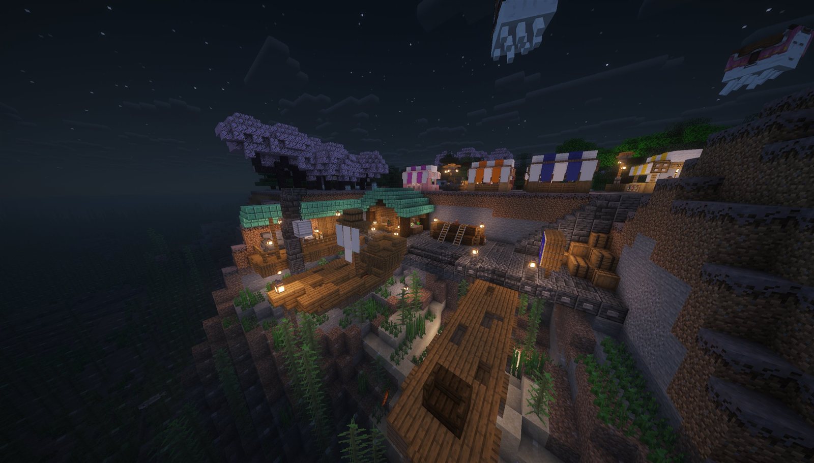 the cliffside harbor at night